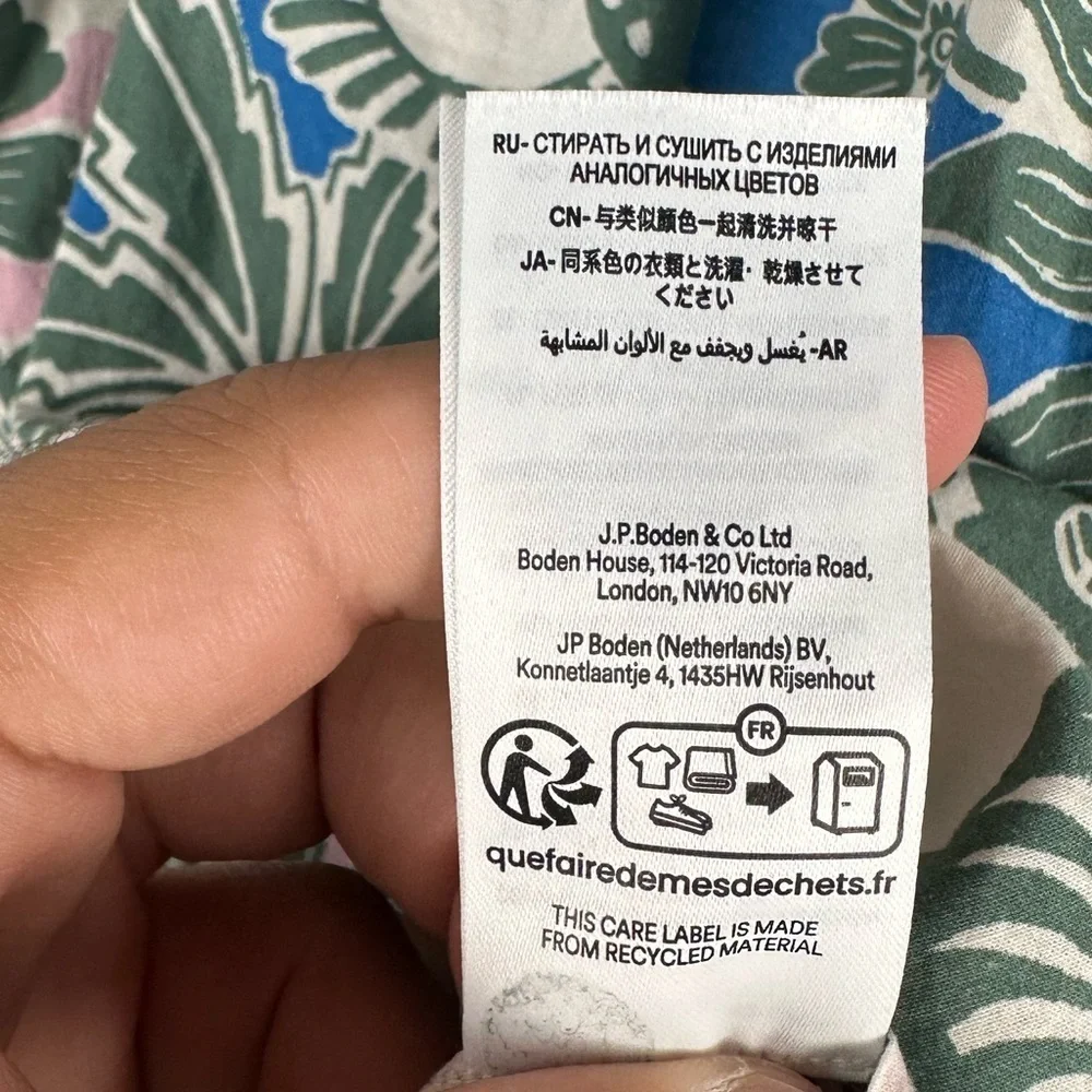 Mini Boden‎ Flutter Sleeve Tropical Printed Dress Girls Sz 9-10